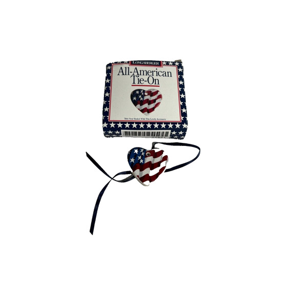 Longaberger All American Flag Heart Ceramic Tie-On 32891 Vintage - Picture 1 of 3
